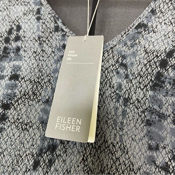 Eileen Fisher Lace Print Silk Charmeuse Top XS - Picture 5 of 7